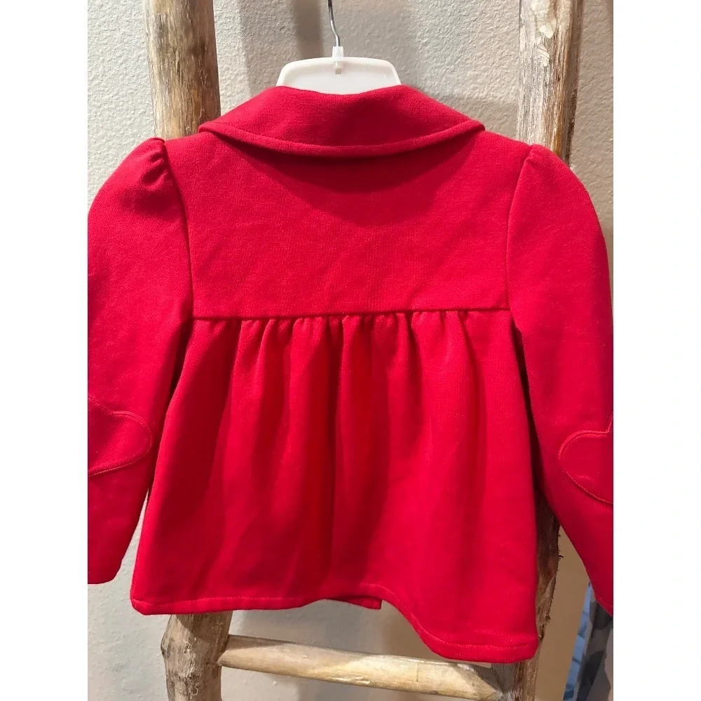 GYMBOREE HEART RED PONTE JACKET Size 2T/3T heart lining‎